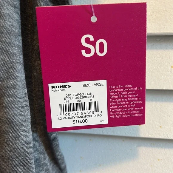 Gray Tank SO NWT - Picture 3 of 4